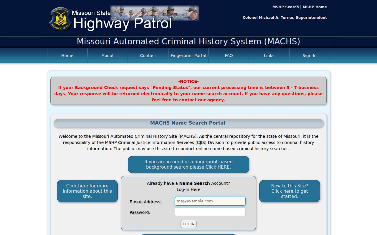 MACHS name search for statewide records related to Carroll County arrests