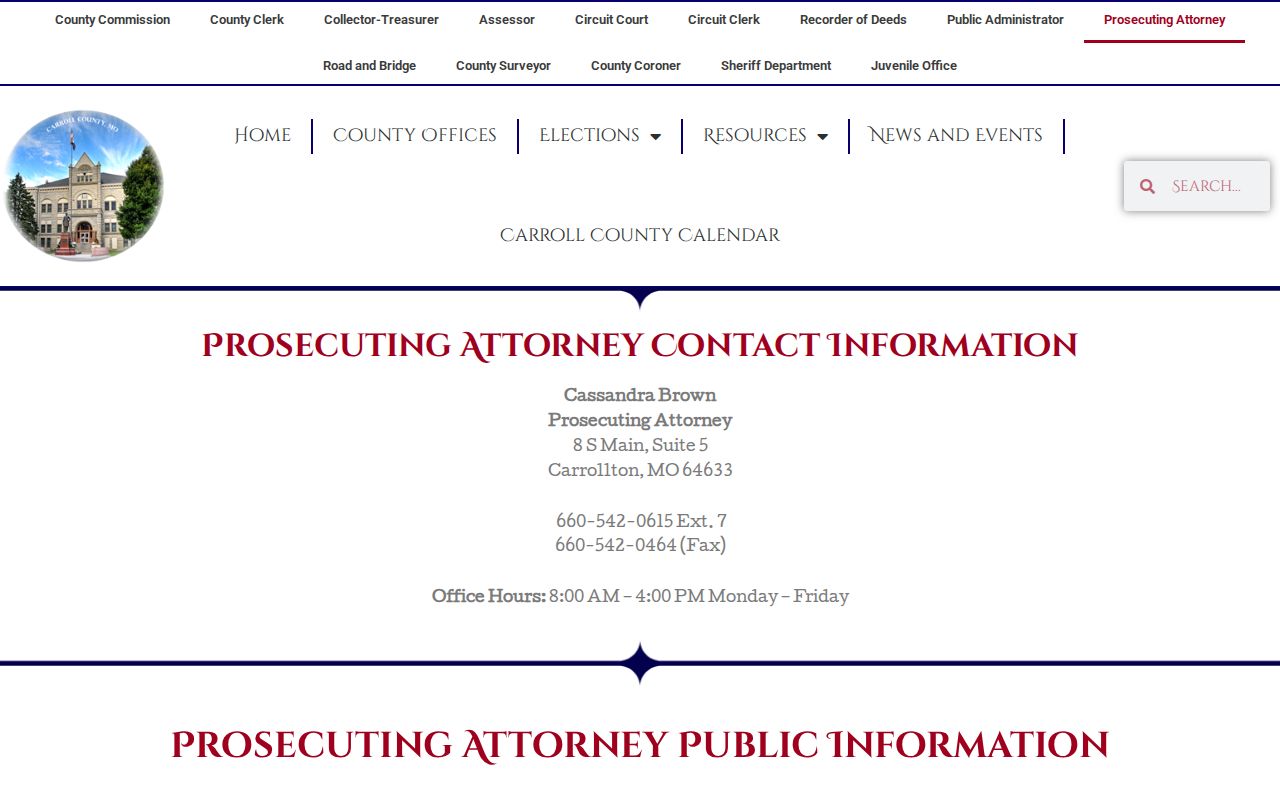 Carroll County criminal records prosecuting attorney office